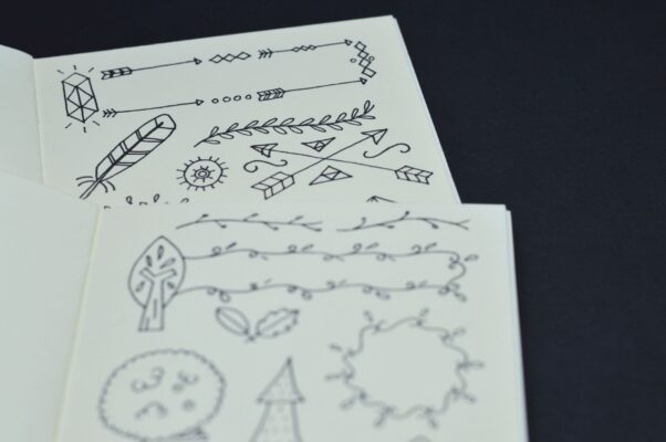 Sketch illustrating an operational excellence framework with a KPI board, a playbook, and visual management elements